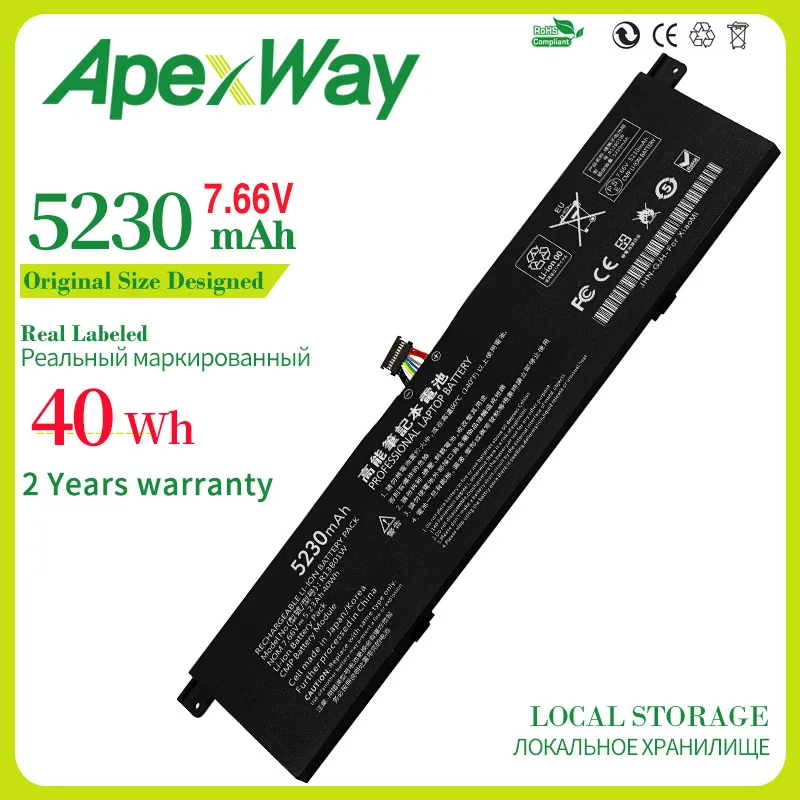 

ApexWay 7.66V 40Wh 5230mAh R13B02W R13B01W Battery For Xiaomi Mi Air 13 13.3 inch 161301-01/CN/FB/FC Laptop