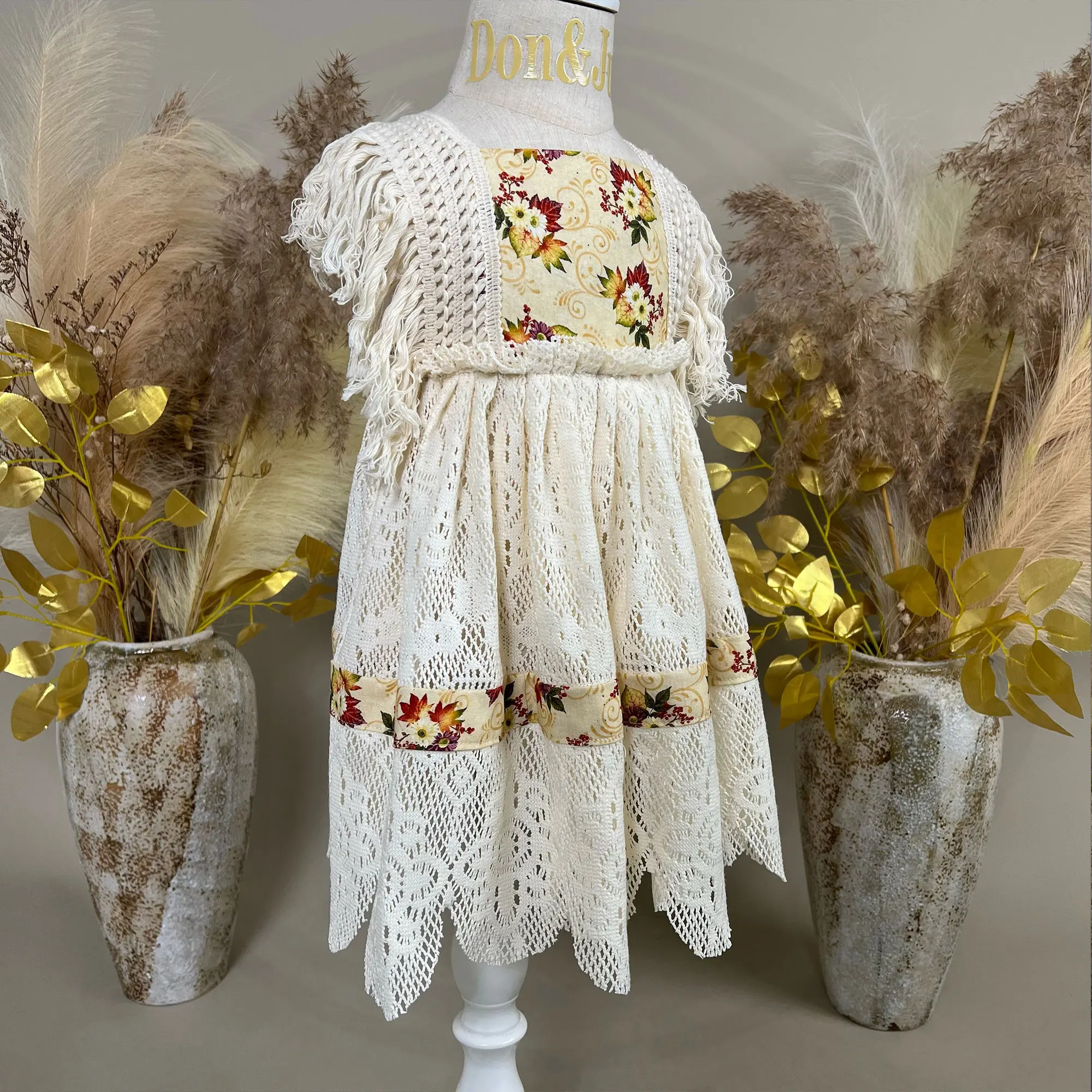 Don &amp Judy хлопковое кружевное платье с удлиненной бахромой на бретелях милая