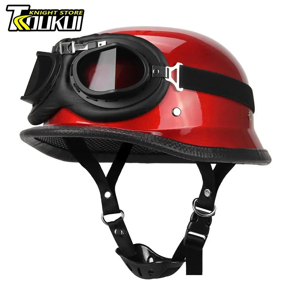 

Мотоциклетный шлем, модный шлем в стиле ретро, немецкий винтажный, сертифицированный в горошек, для мужчин и женщин