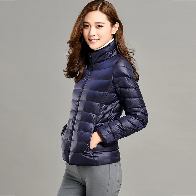 Winter Women Ultralight Thin Down Jacket 90% White Duck Down Hooded Jackets Long Sleeve Warm Coat Parka Female Portable Outwear