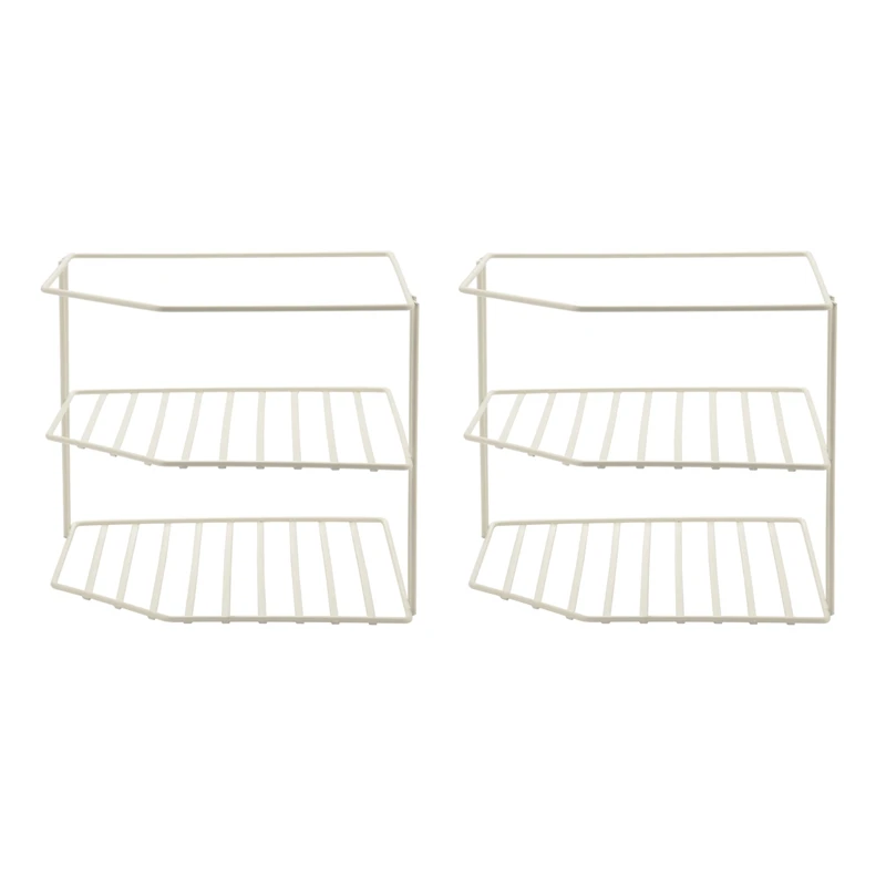 

2X 3-Tier Kitchen Corner Shelf Rack-Metal Frame-Rust Resistant Finish-Cups, Dishes,Cabinet & Pantry Organization-Kitchen