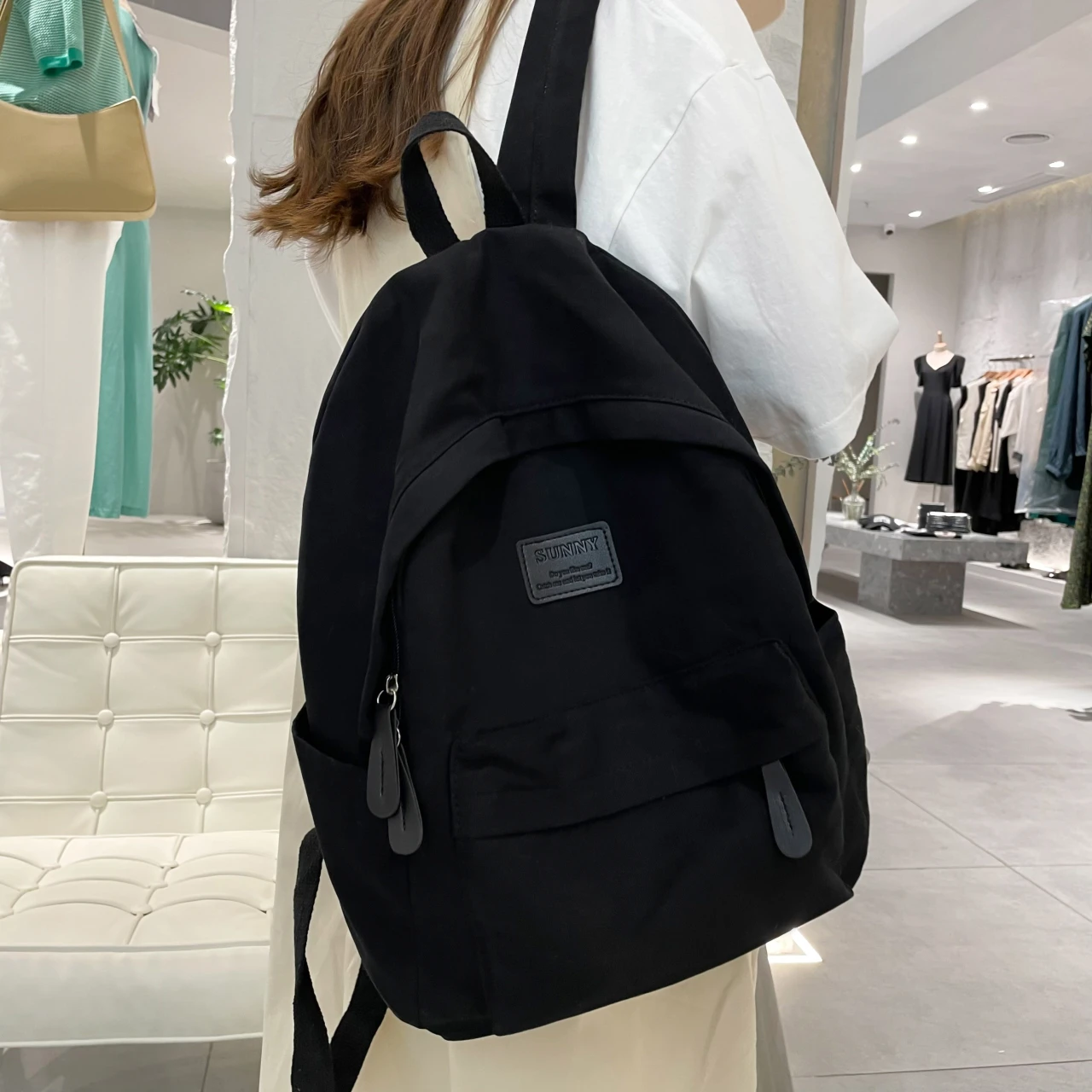 

Canvas Backpacks For Women Solid Color Cloth School Bags For Teenage Girls Simple High Quality Japan Book Bags Travle Backpacks