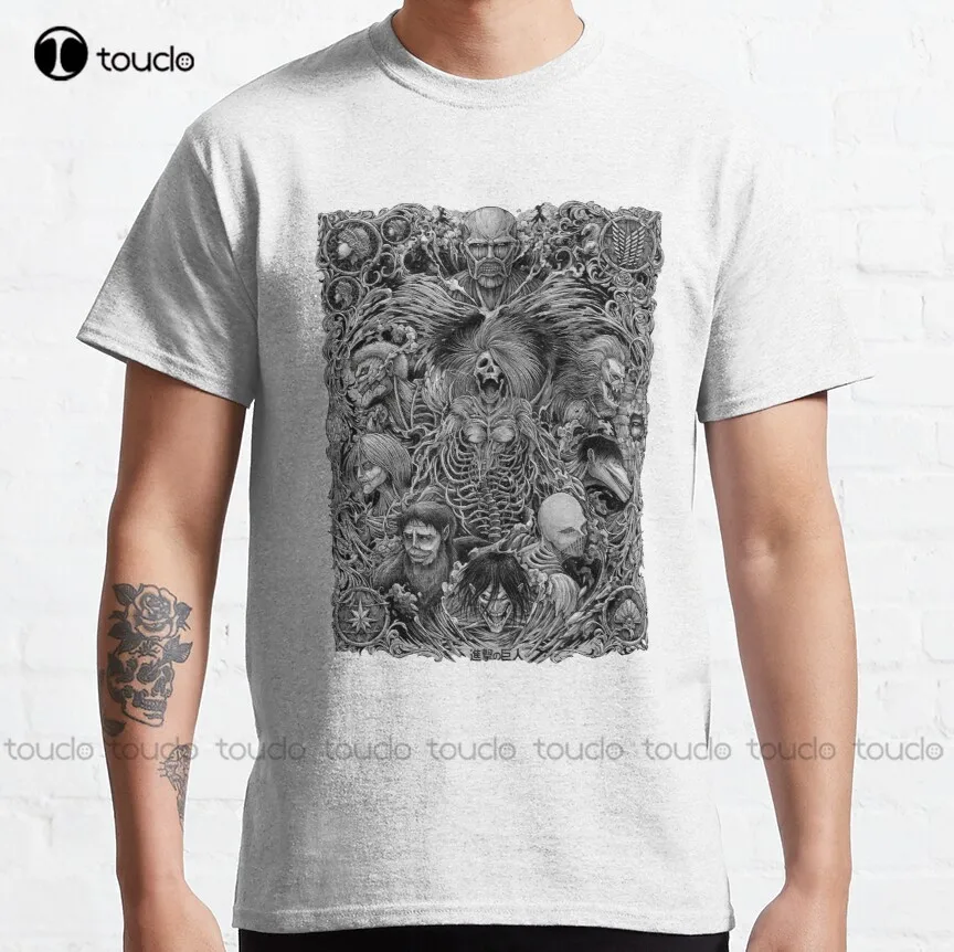 

Классическая футболка с изображением атаки на титанов, сезон 4, девять Титанов в одном изображении, футболки для гольфа, хлопковые уличные п...