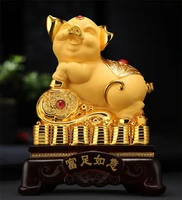 golden pig lucky decoration home furnishing feng shui office wine cabinet decoration zodiac pig craft gift home decoration gift