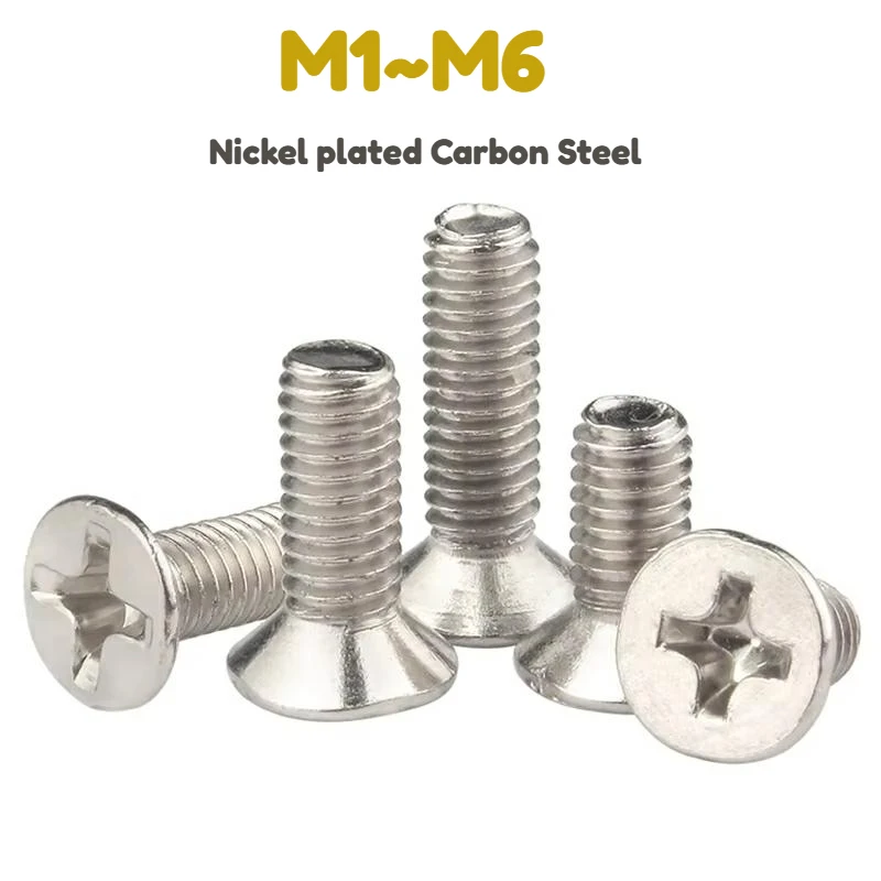 

Никелированные винты с крестообразным шлицем M1 ~ M6 из углеродистой стали и плоской потайной головкой