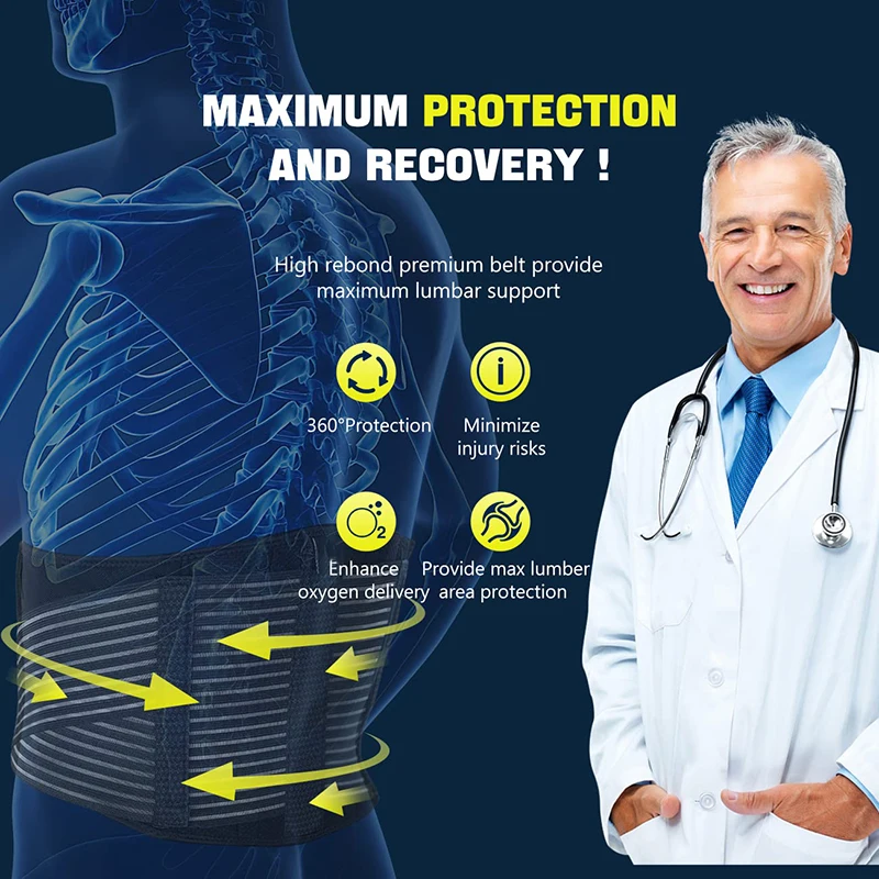 Back Braces for Lower Back Pain Relief with 8 Steel Bones Breathable Back Support Belt for Men Women Anti-skid lumbar Shaper