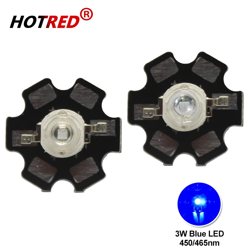 

10PCS 3W Royal Blue High Power LED Emitter 700mA 450-455NM with 20mm Star Platine Heatsink for Plant Grow/Aquarium