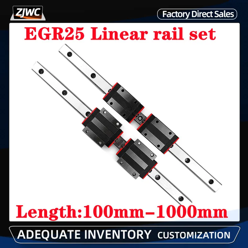 

2pcs linear rails EGR25 low assembly square linear guide+4pcs bearing blocks sliders carriges EGH25CA EGW25CC For CNC Router