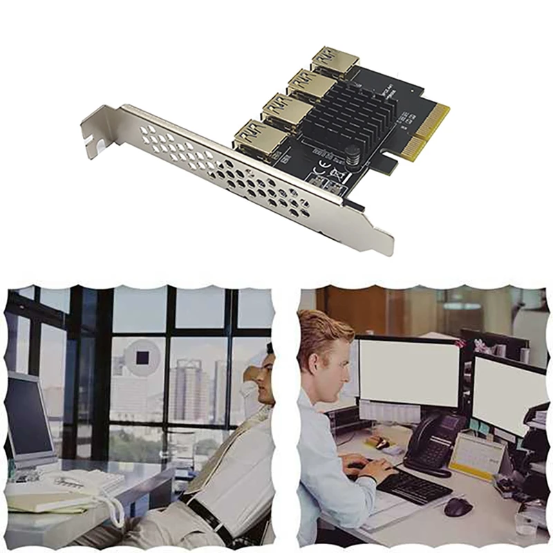 Pcie 1 To 4 Riser Card PCI-E 1X USB 3.0 Graphics Expansion Adapter For Bitcoin Mining |
