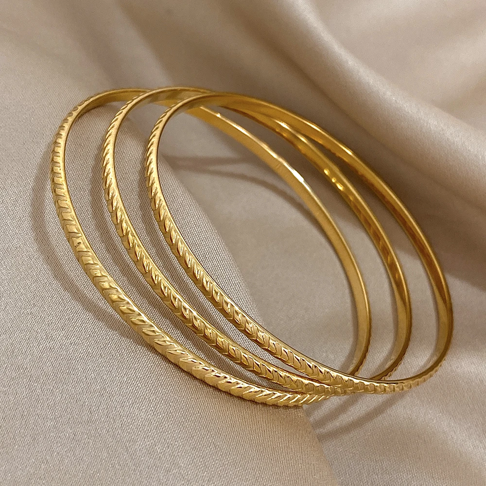 Greatera 3 шт./компл. 65 мм текстурированные браслеты из нержавеющей стали для женщин