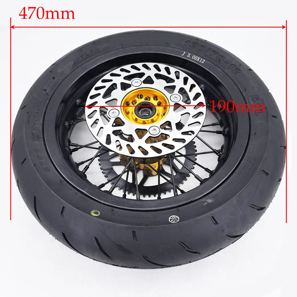 Фото 12-дюймовое переднее колесо Super Motor Wheel 2.50-12 с дорожной шиной 90/90-12 и задним колесом 3.00-12