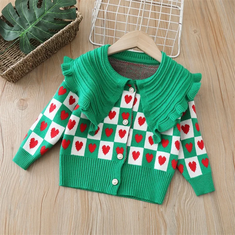 

Girls Cardigan Sweater Spring Autumn Children Woolen Knitted Sweaters Clothes For Baby 1 2 3 4 5 6 Years Old Kids Coat Outerwear