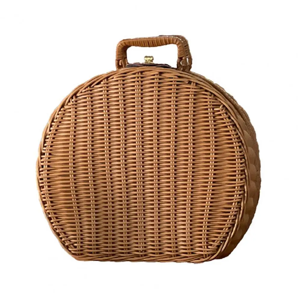 

Rattan Storage Box Wear-resistant Large Capacity Vintage Handmade Rattan Woven Multifunctional Storage Case for Travel