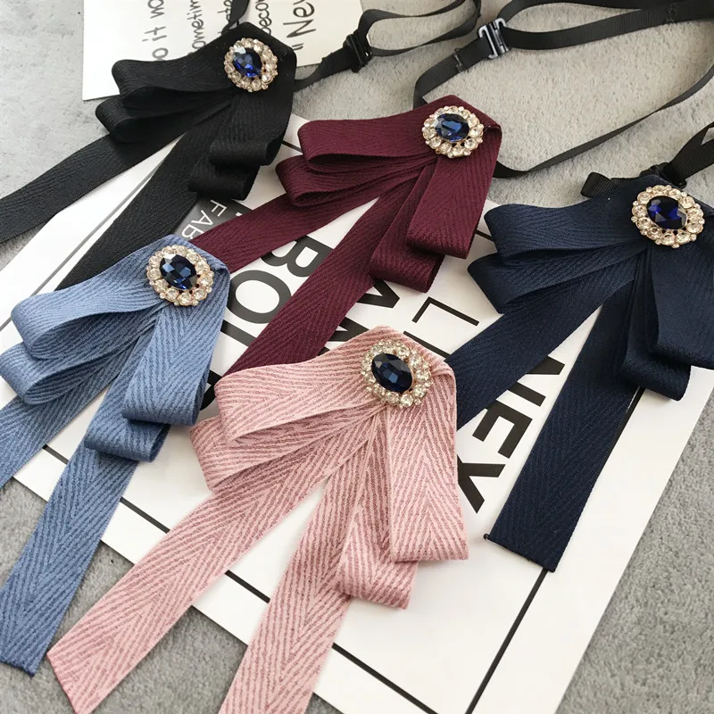 

Professional Bow Tie Man Women Rhinestone Business Casual Neckwear Bowknot Stewardess Student Performance Hotel Evening Party