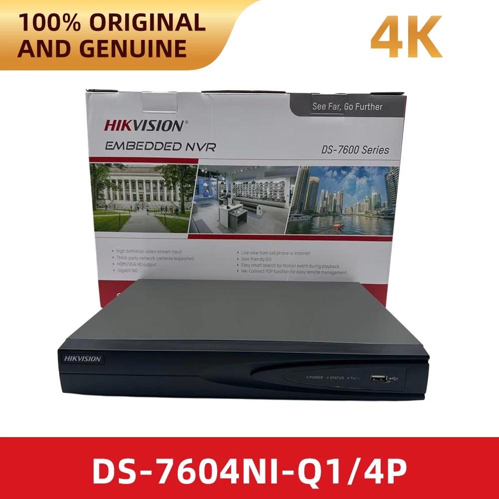 Фото Сетевой видеорегистратор Hikvision DS7604NI-Q1/4P 4K с 4-канальным PoE для систем видеонаблюдения и домашней безопасности №4