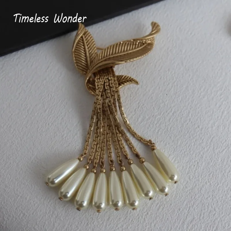 Вневременная брошь с кисточками в стиле ретро виде листьев и стеклянных бусин