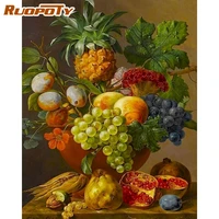 ruopoty diy painting by numbers kits for adults fruit flower oil picture frame on canvas acrylic pigment drawing arts home decor