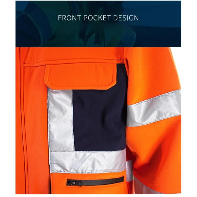 Светоотражающая мужская рабочая одежда утепленная водонепроницаемая с
