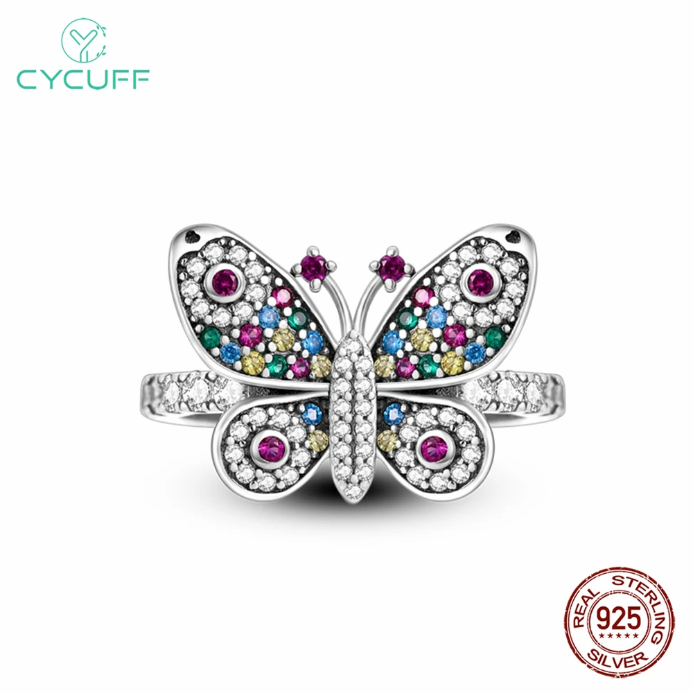 Кольца CYCUFF из серебра 925 пробы с инкрустированными красочными циркониевыми