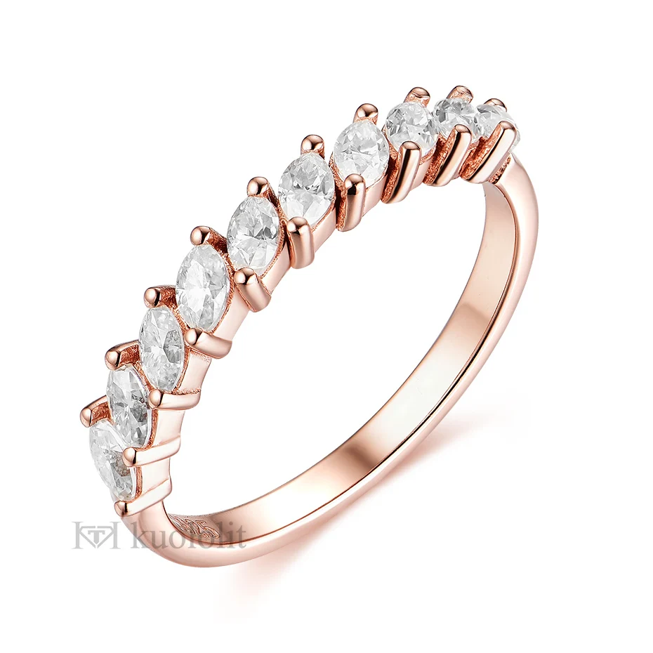 Куолит пуре18к 14 к розовое золото маркиза Moissanite кольцо для женщин Пасьянс
