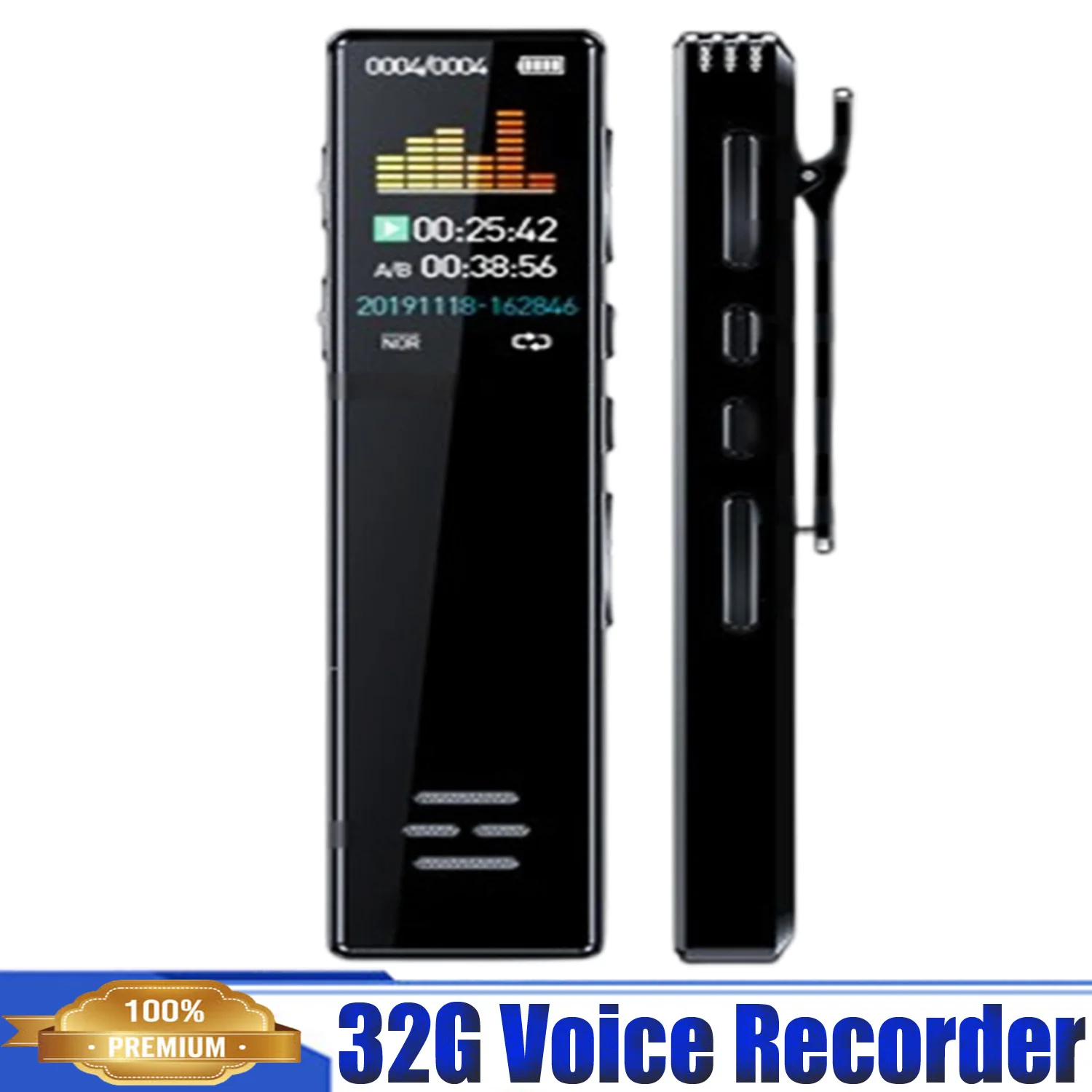 32G Digital Voice Recorder,MP3 WAV Format Playback,Smart Voice Control Dictaphone,Rereading Dictation Machine with MP3 Player