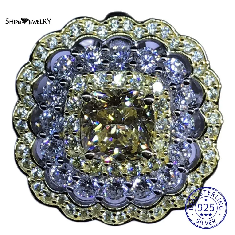 

Shipei Luxury 925 Sterling Silver 1 CT D Created Moissanite Gemstone Wedding Party Flowers Customized Ring Fine Jewelry Gift
