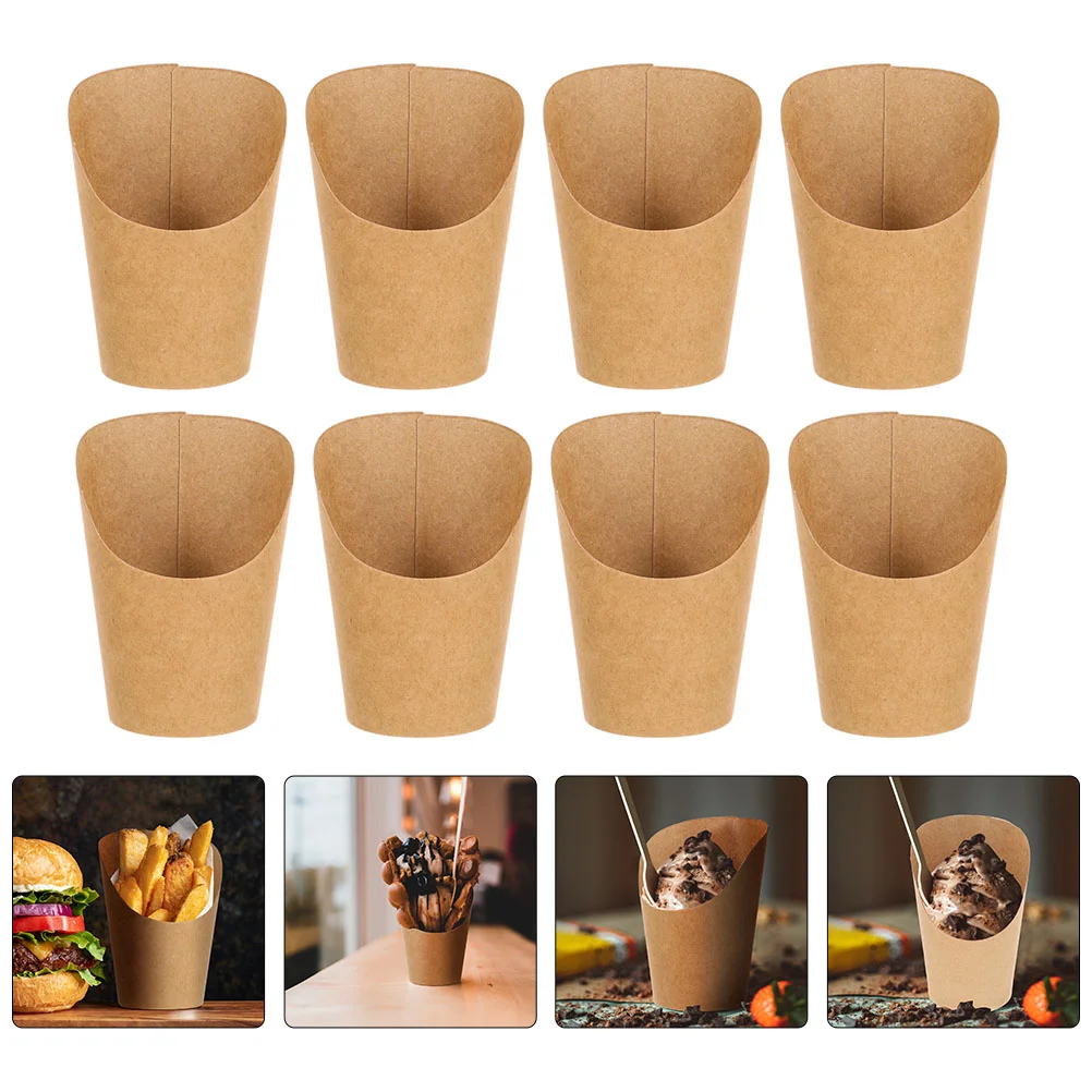 

50 Pcs Chip Cup Paper Snack Cups Food Fries Kraft Storage Disposable French Fry Multipurpose Snacks Holders Display