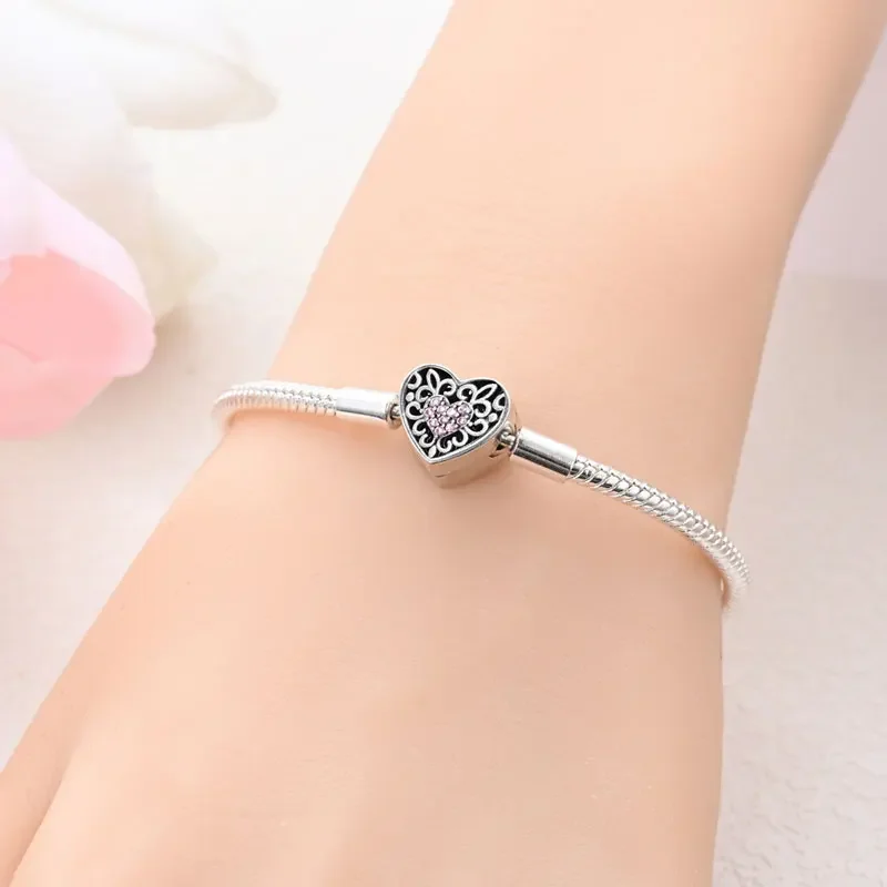 Новый браслет-подвеска из стерлингового серебра 925 пробы Lovingly Curly Snake Bone Infinite Love