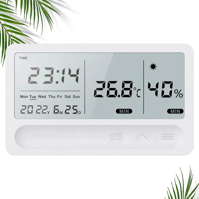 

Indoor Temperature And Hygrometer LCD Digital Hygrometer Thermometer Humidity Meter With Clock Alarm And Weather Forecast