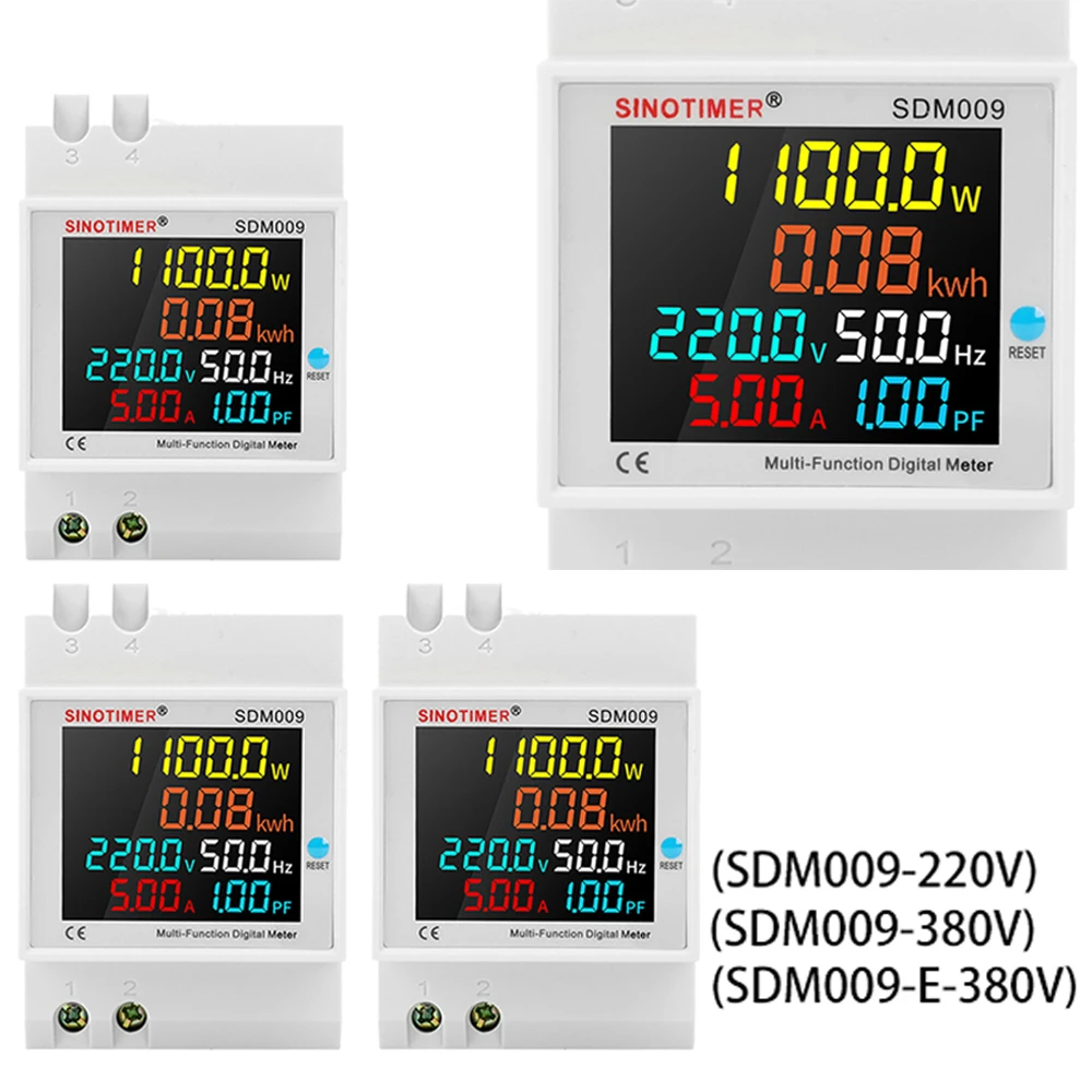 

SDM009-220V Rail Type HD LCD Digital Display Voltage Current Power Frequency Meter KWH Electrical Energy Frequency Meters