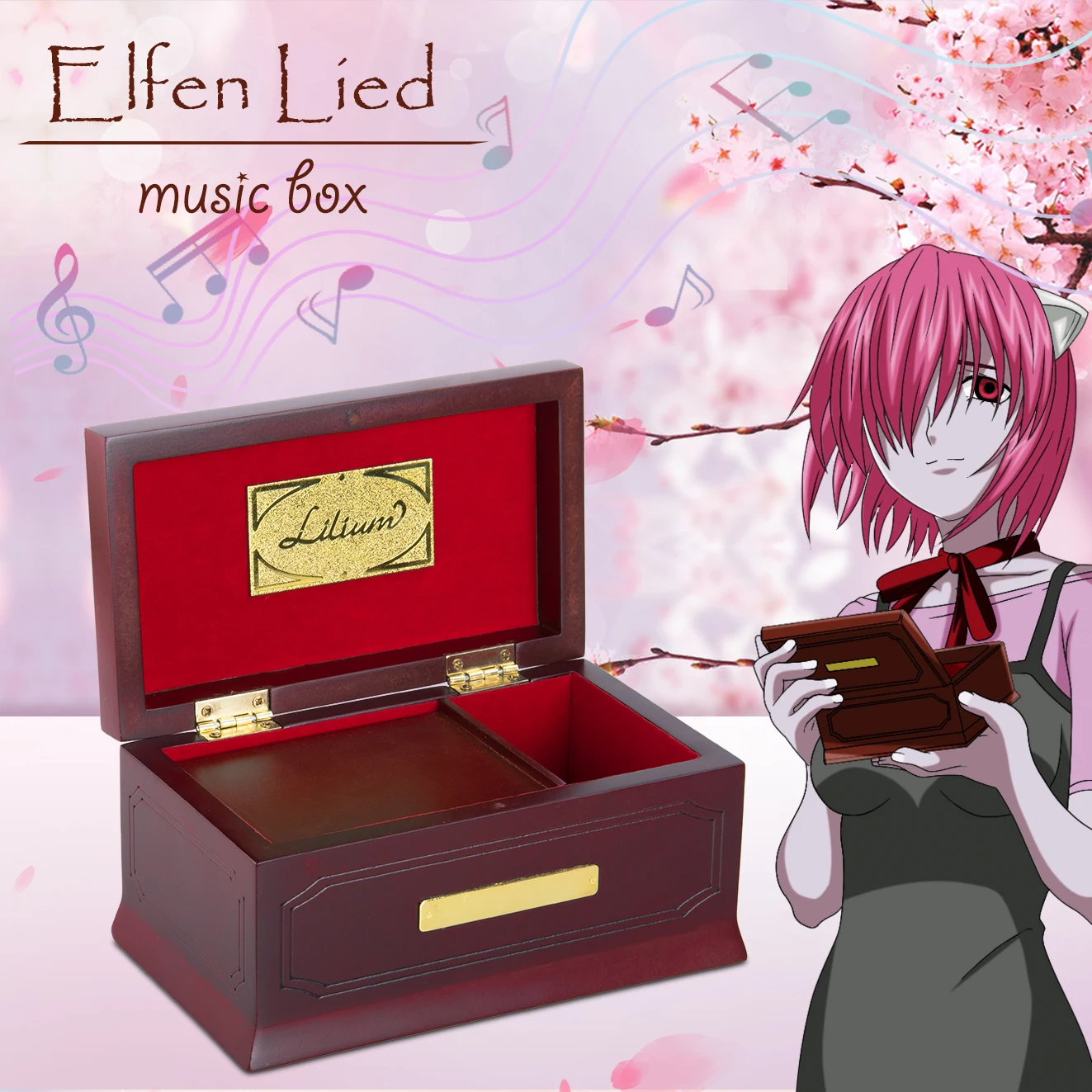 Elfen Lied Оригинальная версия, музыкальная шкатулка Lilium, деревянная музыкальная шкатулка Lilium для любимой девушки, подарок на день Святого Валентина и день рождения