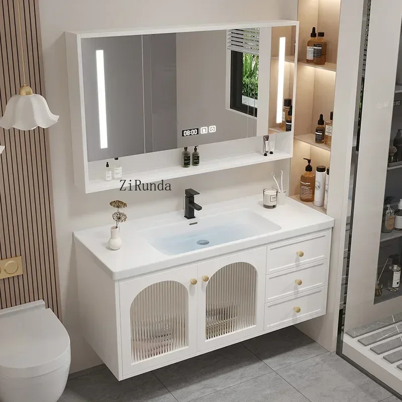 Зеркальный шкаф для ванной комнаты встроенная раковина из шиферной керамики