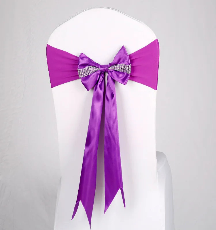 

1PCS Satin Chair Sash Ties Ready-Made Chair knot Bows For Wedding Banquet Hotel Party Christmas Events Chair Sashes Decorations
