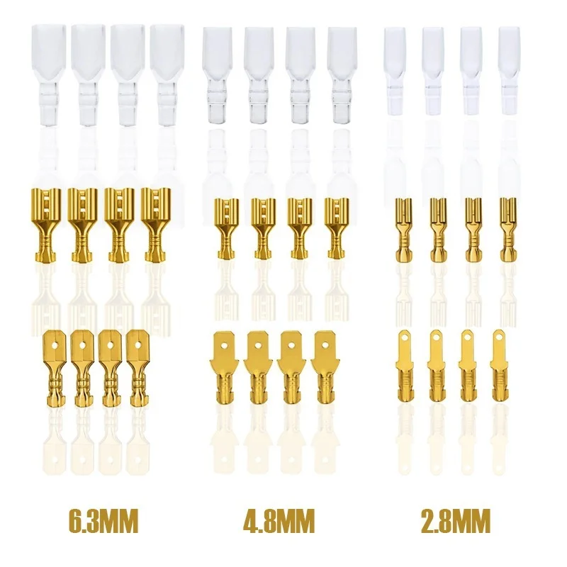 

100PCS 6.3/4.8/2.8mm Female/Male Spade Terminals Butt Wire Connectors Crimp Terminals Seal Crimping Connector set