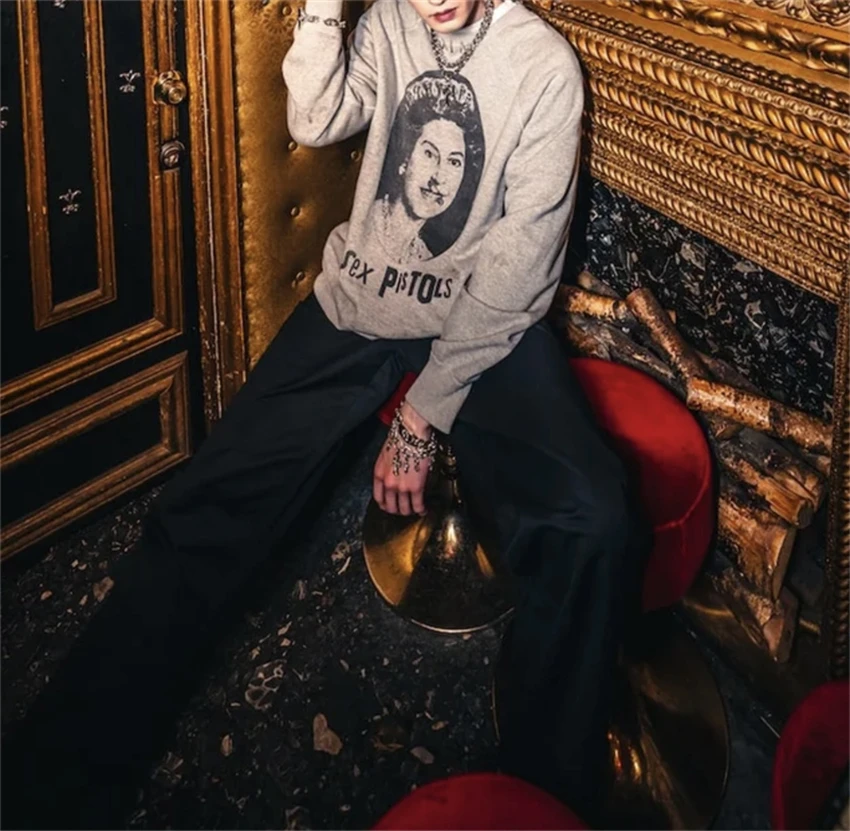 SAINT 2024 новая высококачественная винтажная стираная толстовка с круглым вырезом и