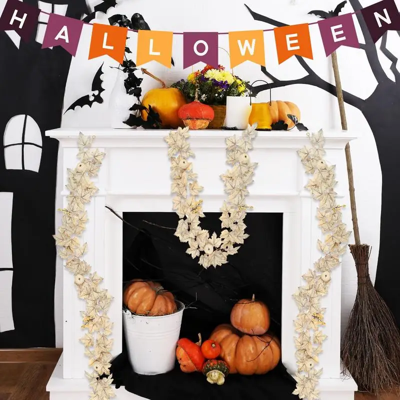 5 футов венок с кленовыми листьями осенне-осеннее праздничное украшение белые