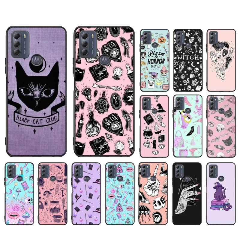 

Girly Pastel Witch Goth Cat Phone Case for Motorola Moto G 5G G50 G30 G20 G10 G60 G Pure G Stylus G100 G9Plus G Power