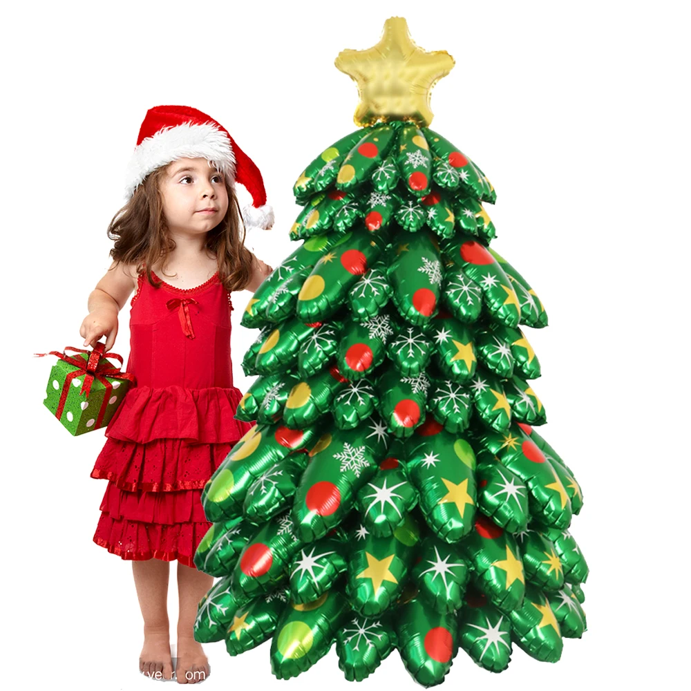 

130cm 3D Christmas Tree Balloon standing Xmas Tree Balloon Christmas foil Balloon 2024 New Year Merry Christmas Party Decoration