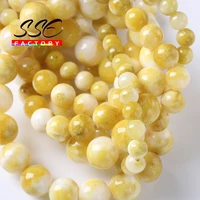 natural stone lemon yellow jades round beads loose spacer beads for jewelry making diy bracelet necklace accessories 6 8 10 12mm