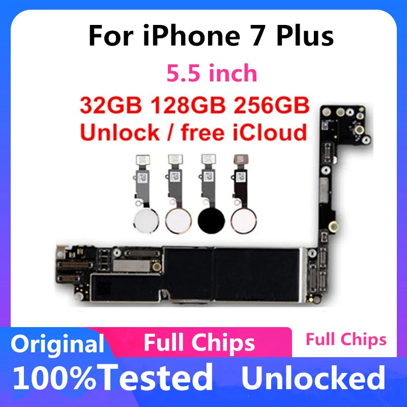 Оригинальная материнская плата 32 Гб 128 ГБ 256 для iPhone 7 Plus с/без отпечатков пальцев