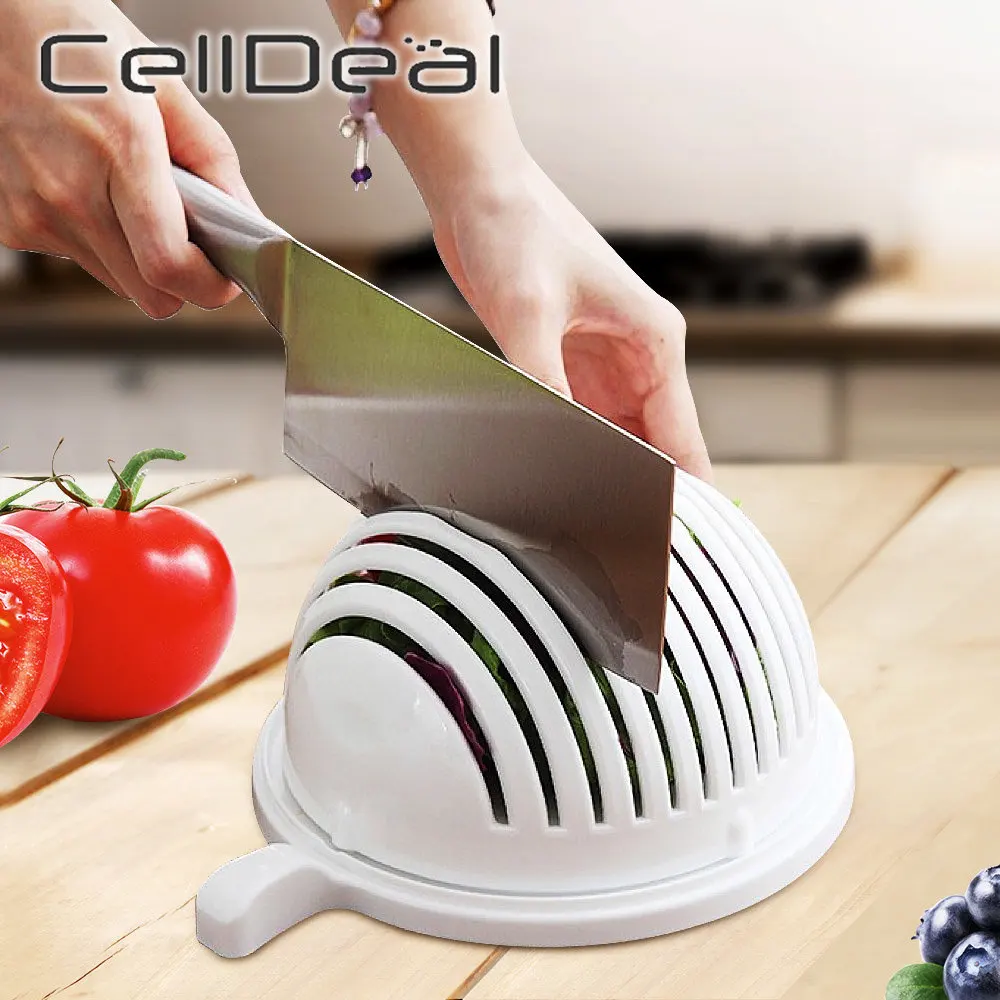

Multifunction Salad Bowl Fruit Vegetable Cutting Bowl Convenient Salad Chopper Slicers Kitchen Gadgets Household Supplies
