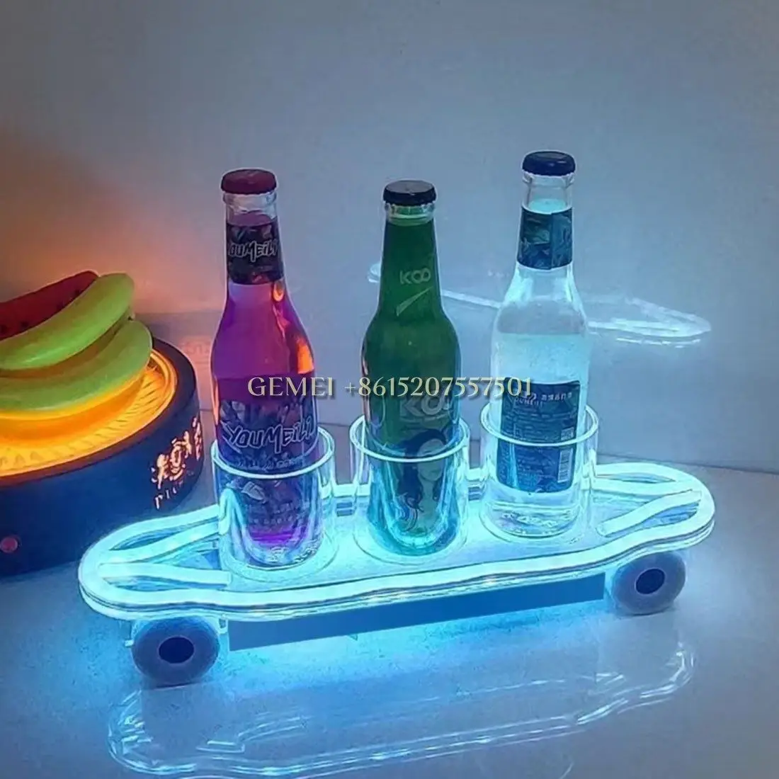 Роскошная подсветка неоновая фотография скейтборд бутылка для презентаций