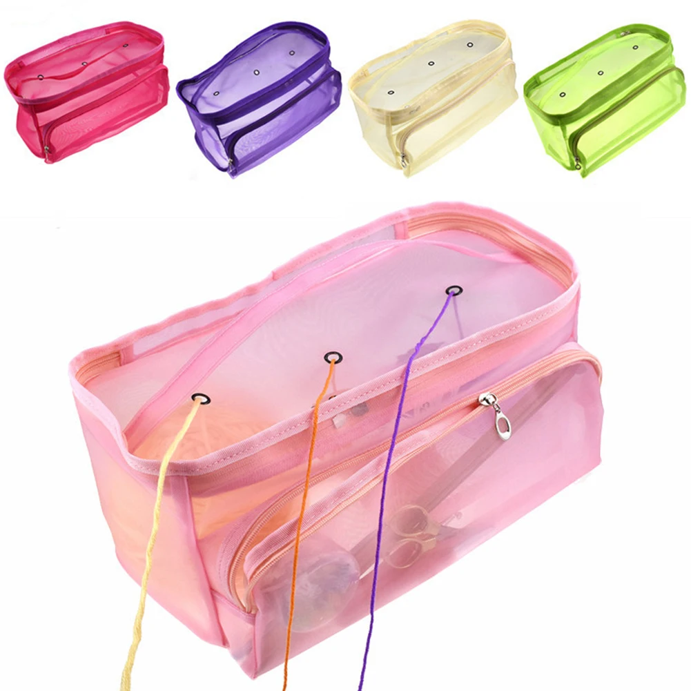 

Portable Yarn Storage Bag Knitting Needles Organizer Mesh Wool Storage Bags Woolen Storage Basket Sewing Tools Accessories