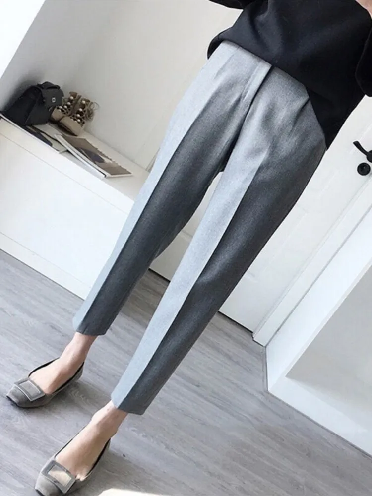 

New Summer Elegant Casual Women Straight Cargo Pants High Waist Vintage Vintage Trousers Female Fashion Pencil Pantalon