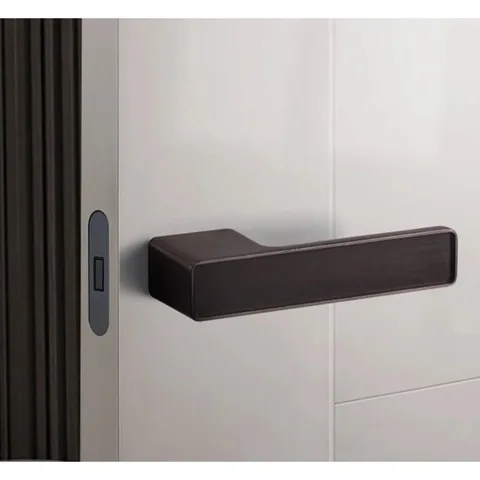 Минималистичный магнитный дверной замок с одной ручкой, черный/серый, бесшумный экологический дверной замок с ключом из цинкового сплава для спальни, домашнего офиса