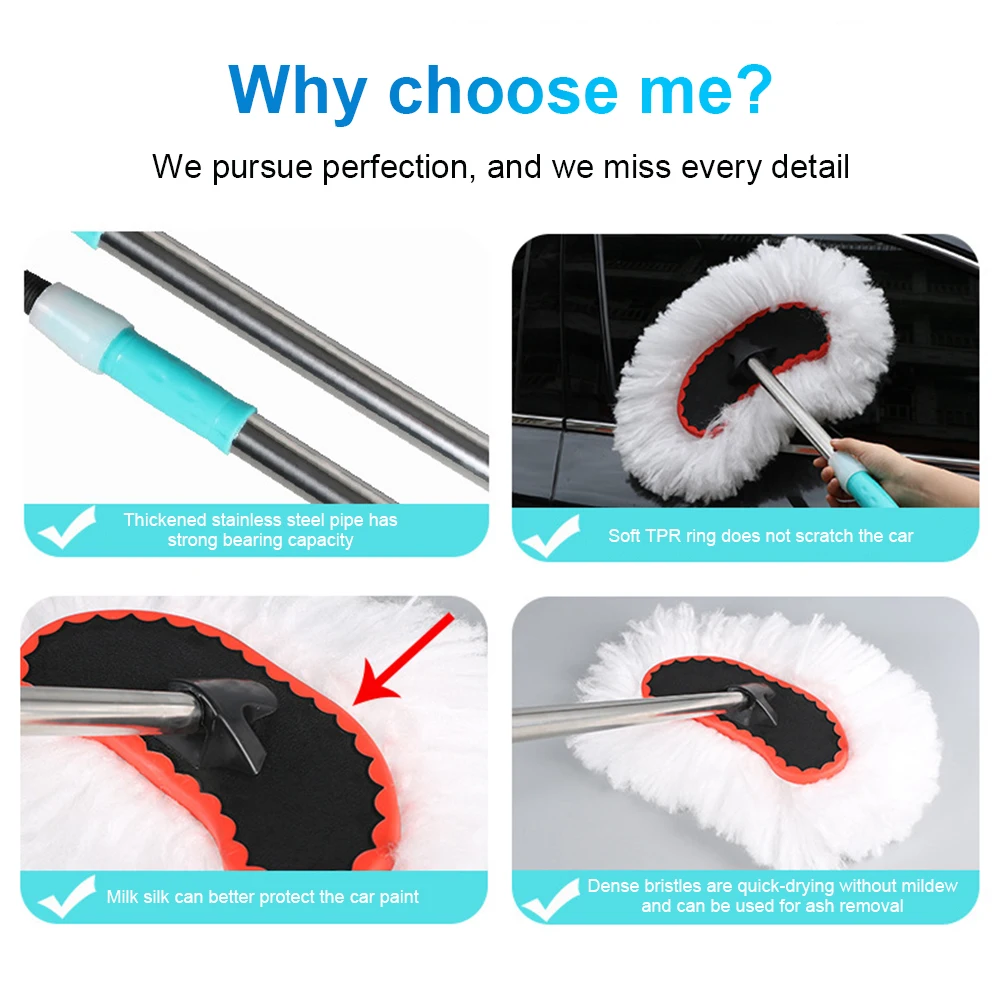 Щетка для мытья автомобиля с длинной ручкой 95 см телескопическая ручка из