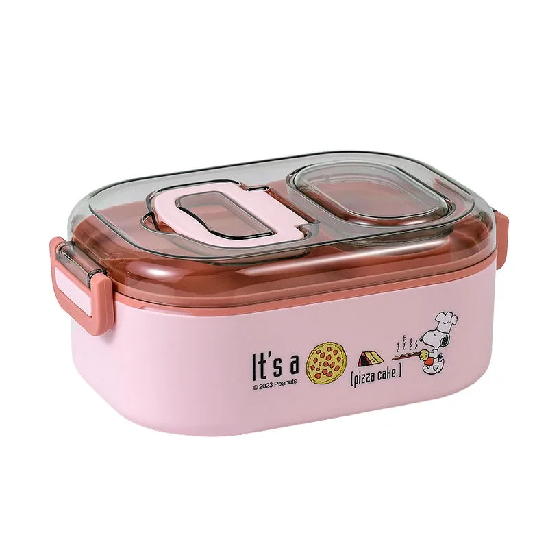 Kawaii Snoopy двухслойный ланч-бокс детский герметичный кухонный микроволновая печь с