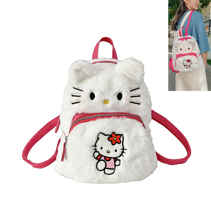 

Плюшевый Рюкзак Sanrio Ins Kawaii Hello Kitty Onpompurin Kuromi, рюкзак для девушек, дорожный рюкзак, мультяшная сумка, праздничный подарок