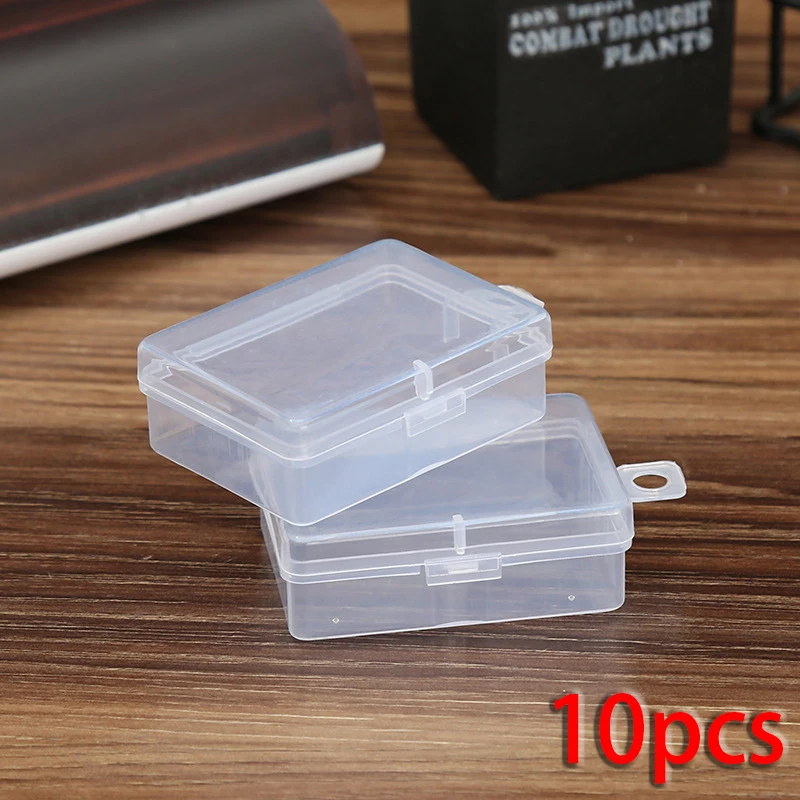 

10Pcs Mini Boxes Rectangle Transparent Plastic Jewelry Storage Case Container Packaging Box 6.8*5*2.3cm Jewelry Storage Case