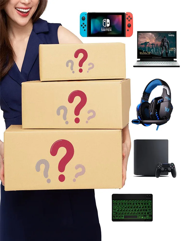 

100% Worth Lucky Mystery Box Surprise Box Phone Watch Laptop Camera Bluetooth Electronic Products Home Gift Box Free Shipping